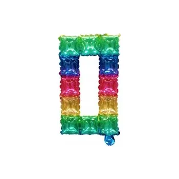 Balónek Fóliové číslo POP IT 0 Duhové (40 cm)