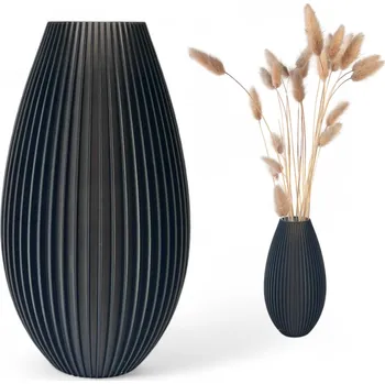 Váza Nerozbitná váza 20 cm rýhovaná Moderní váza grafit 3D umělé květy