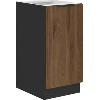 Kuchyňská skříňka Spodní dveřová skříňka MONZA ČERNÝ MAT / OŘECH OKAPI 40 D 1F BB