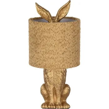 Lampička Zlatá stolní lampa králík s chlupatým stínidlem Rabbi - Ø 20*43 cm / E27