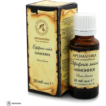 AROMATIKA Citronový olej, 100% přírodní, Aromatika, 20 ml.