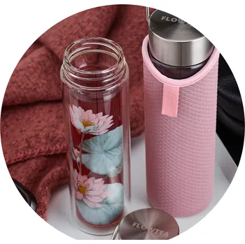 Skleněná láhev na pití Flowtea Padma