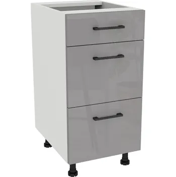 Kuchyňská skříňka Kuchyňská skříňka se zásuvkami, šuplíky 40 CAPRI Bílá dvířka Šedý Akryl Boky