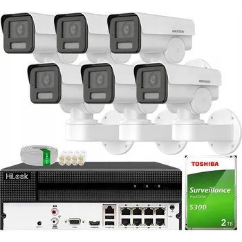 Bezpečnostní kamera Sada monitoringu 6 IP kamer 4MPX DS-2CD1A43G0-IZU Otočná Hikvision + 2TB