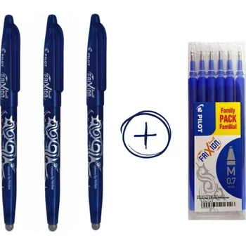 Pilot 3 x modré gumovací pero 0,7 Frixion Ball + sada 6 náplní