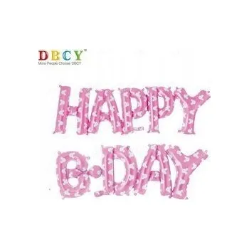 Balónek Sada balónků HAPPY B-DAY růžová (40 cm)