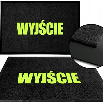 Rohožka VSTUPNÍ ROHOŽKA MONOCHROM ČERNÁ PŘED DVEŘE NÁPIS HIT VÝSTUP VZOR