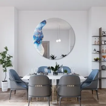 Zrcadlo Nepravidelné zrcadlo na kulatém modrém mramoru – MARBLE BLUVERO