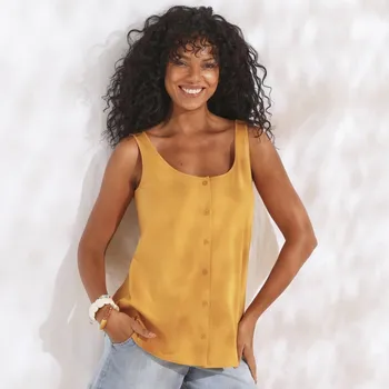 Dámské tričko Jednobarevný top na knoflíčky kari 38/40