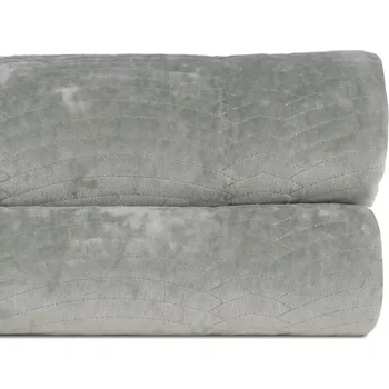 Přehoz na lůžko Šedozelený sametový prošívaný přehoz 180x260 cm – Ixia ID_1766530