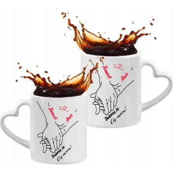 Obraz KUBKI PRO PÁRY S JMÉNEM PERSONALIZOVANÝ SET DÁREK NA VALENTÝNA 330 ml