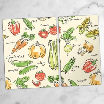 Obraz Skleněné kuchyňské desky na krájení s grafikou Kreslené ovoce 40x52 a 30x52