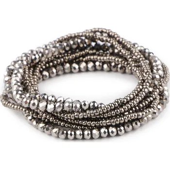 Náramek Pružné náramky z rokajlu a broušených korálků sada 10 ks Varianta: 3 šedá ocelová, Balení: 1 sada
