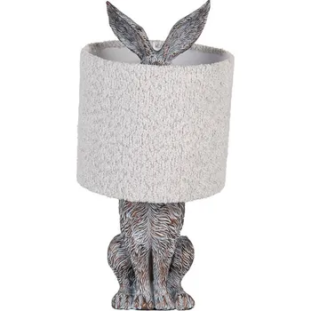 Lampička Šedá stolní lampa králík s chlupatým stínidlem Rabbi - Ø 20*43 cm / E27