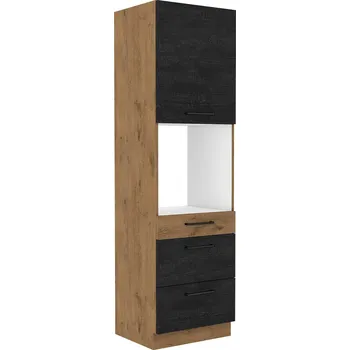 Šatní skříň Vysoká skříň na vestavnou troubu s šuplíky VIGO DARK WOOD 60 DPS-210 3S1F