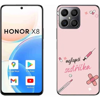 Pouzdro na mobilní telefon Gelový kryt mmCase na Honor X8 4G - nejlepší sestřička růžové pozadí