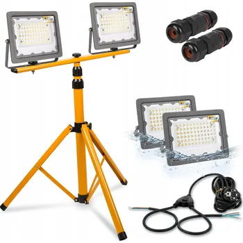 Halogenové LED Stavební Světlo Stojan Reflektor 2x50W / 100W Kabel Nátrubek