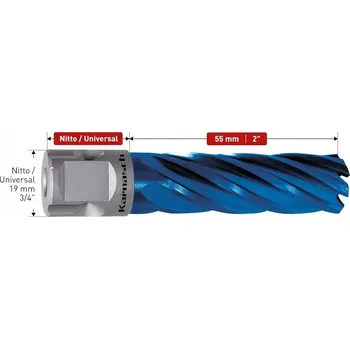 Vrták Vrták 30 mm x 55 mm HSS-XE s povrchovou úpravou DURABLUE Nitto/Uni 19 mm Karnasch