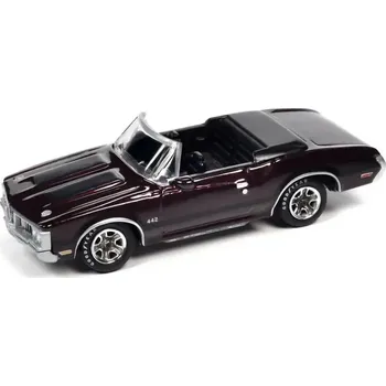 autíčko Olds 442 Convertible 1970 vínový 1:64 - Johnny Lightning Olds Cabrio 442 - kovový model auta