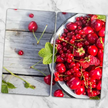 Obraz Tvrzené skleněné kuchyňské desky s grafikou 2 kusy Červené ovoce 2x30x52