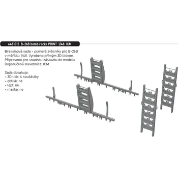 Plastikový model Eduard 1/48 B-26B bomb racks PRINT (ICM)