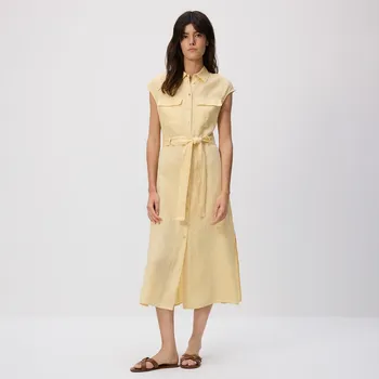 Dámské šaty Reserved - Lněné košilové šaty - světle žlutá - 5179V-10X - 5179V-10X-XL