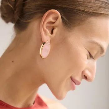 Náušnice Reserved - Náušnice s ozdobným kamínkem - pastelově růžová - 988CO-03X - 988CO-03X-ONE