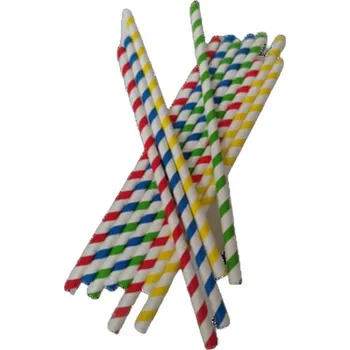 Brčka papírová, barevné proužky - balení 100 ks HORECA POLSKA