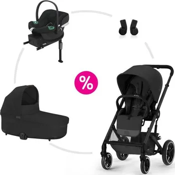 Kočárek Cybex set Balios S Lux + korba + autosedačka + základna + adaptéry 2025 - Moon Black