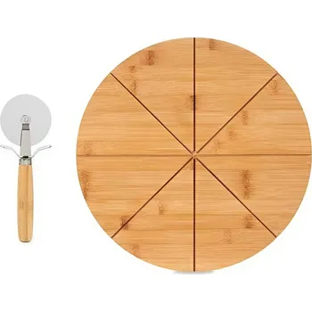 Kinvara Bambusový tác na pizzu s nožem 35cm