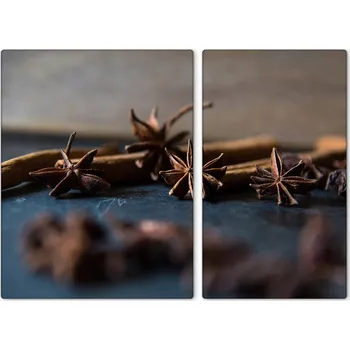 Obraz Skleněné kuchyňské desky na krájení s ozdobnou grafikou Skořice 40x52 a 30x52