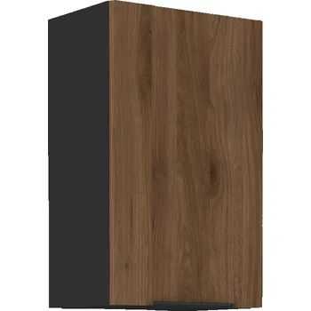 Kuchyňská skříňka Horní dveřová skříňka MONZA ČERNÝ MAT / OŘECH OKAPI 45 G-72 1F