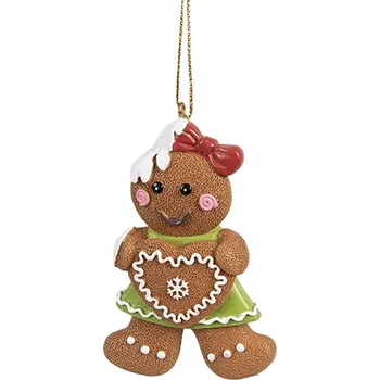 Vánoční ozdoba Hnědá vánoční závěsná ozdoba holčička Perníček Gingerbread - 5*1*8 cm