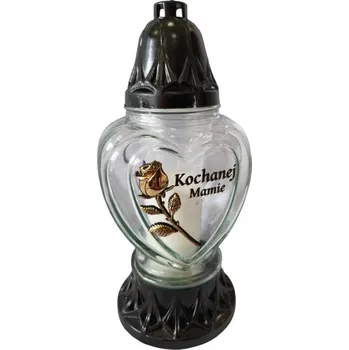 Svíčka Hřbitovní Svíčka skleněná "Milované Mamince" se zlatou růží