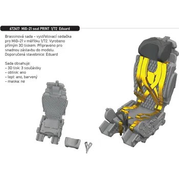 Plastikový model Eduard 1/72 MiG-21 seat PRINT (EDUARD)
