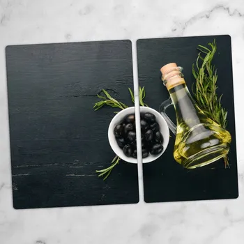 Obraz Dekorativní Skleněné Desky na Servírování – Olivy a Černé Olivy 40x52 cm a 30x52 cm