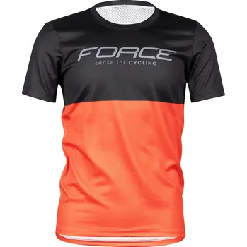 cyklistický dres dres FORCE KID MTB CHEERY, černo-oranžový 128-140
