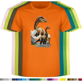 detske-levne-bavlnene-tricko-potisk-brachiosaurus Barva: Orange - oranžová, Dětská bavlněná trička JHK: M