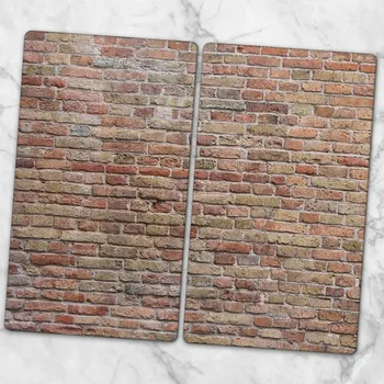 Obraz Dvě Dekorativní Prkénka z Tvrzené Sklo na Krájení - Klasický Vzor Cihly, 2x 30x52 cm