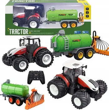 autíčko TRAKTOR NA DÁLKOVÉ OVLÁDÁNÍ S PŘÍVĚSEM S OVLADAČEM ZEMĚDĚLSKÝ TRAKTOR RC SVĚTLO
