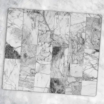 Obraz Dekorativní Deska Tvrzené Sklo Na Krájení Šedé Dlaždice Čtverce 60x52