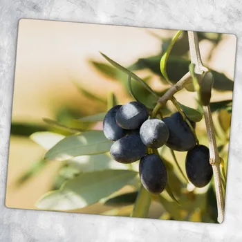 Obraz Dekorativní Kuchyňská Deska z Tvrzené Sklo na Krájení Rostoucí Olivy 60x52