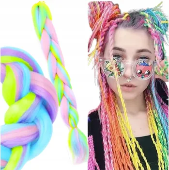 Příčesek SYNTETICKÉ VLASY NA ZAPLÉTÁNÍ COPÁNKŮ, BAREVNÉ OMBRE PŘÍČESKY 120 CM