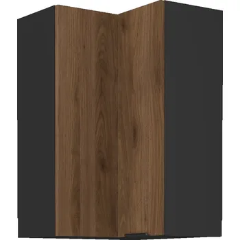 Kuchyňská linka Horní rohová skříňka MONZA ČERNÝ MAT / OŘECH OKAPI 60x60 GN-90 2F