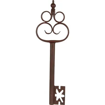 Bytová dekorace Hnědá kovová dekorace ve tvaru starého klíče Key - 17*3*54 cm