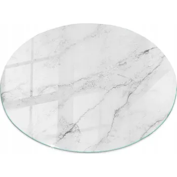 Konferenční stolek Kulatý Deska z Tvrzeného Skla s Mramorovým Vzorem, průměr 70 cm