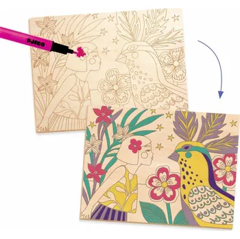 Magnetická kreslící tabulka Djeco Malování na dřevo Sweet girls