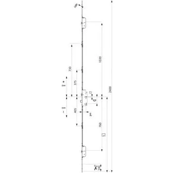 Dveřní kování Maco dveřní rozvora Z-TF 92/55 NEW 8x8mm 2250-2400 2střelky 3IS čepy zvýšená