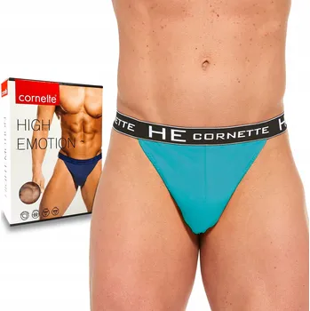 Pánské spodní prádlo CORNETTE Pánské slipy TANGA bavlněné, tyrkysové, XXL