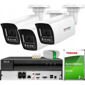 Bezpečnostní kamera Monitorovací systém pro 3 IP kamery 6MPX Smart Hybrid Hikvision ColorVu 2TB